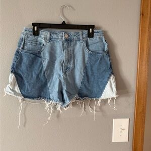 SO Blue Two-Tone Jean Shorts